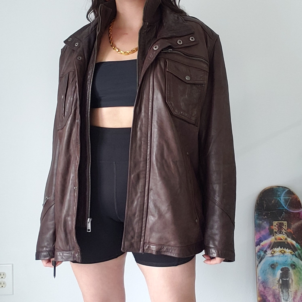 Marc New York by Andrew Marc brown leather jacket - Picture 3 of 5